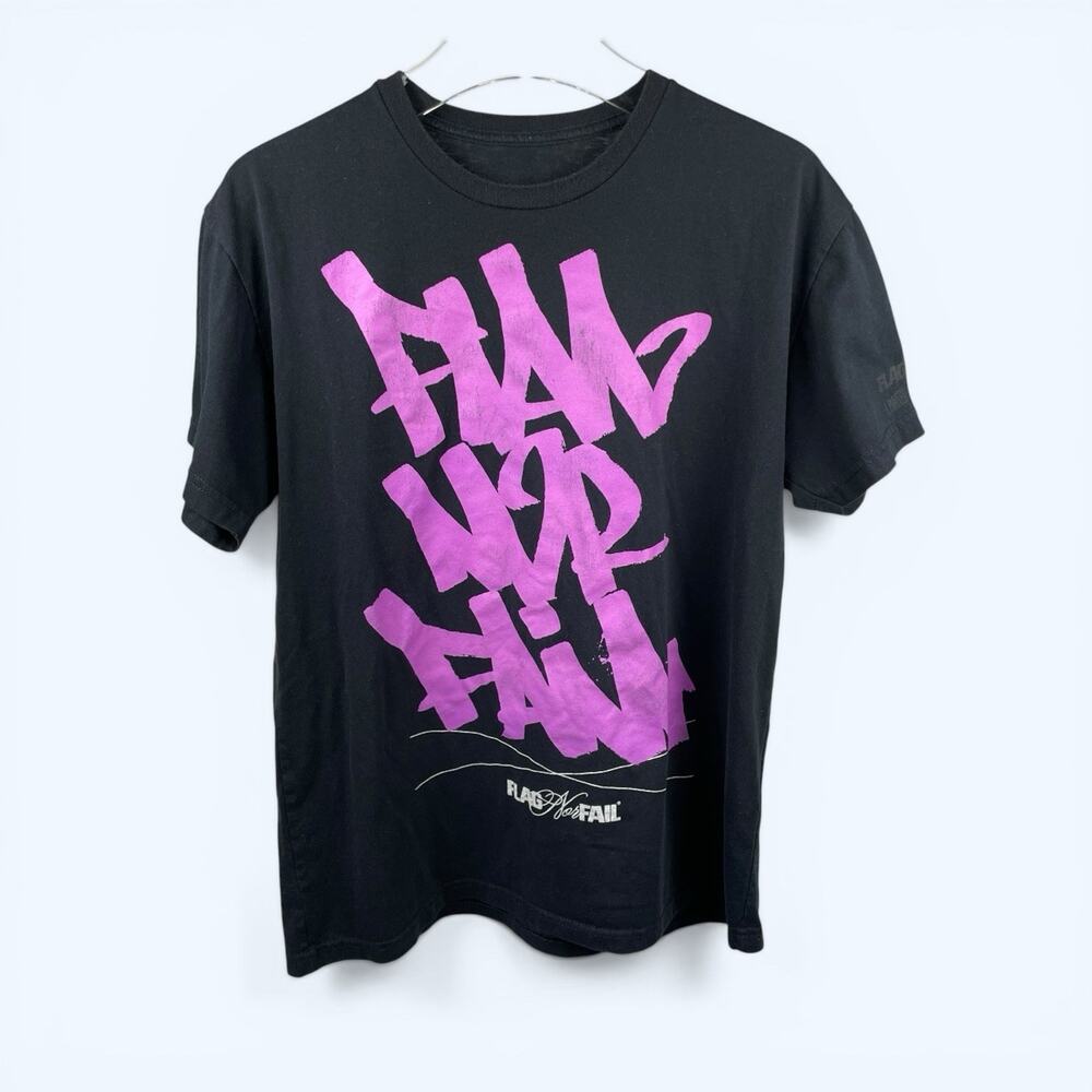 Flag Nor Fail Men's T-Shirt Black with Purple Brand Size M/L No Size Tag